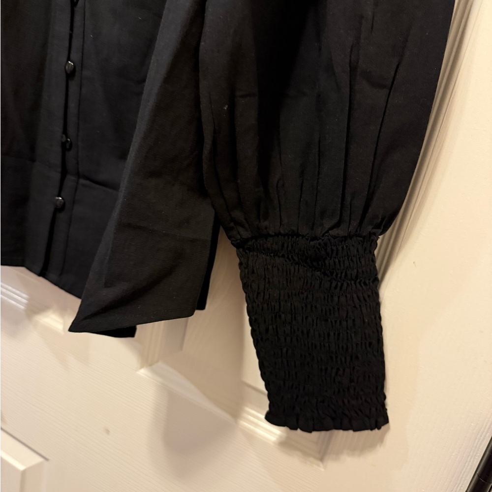Black Button-Up Blouse - Picture 2 of 6